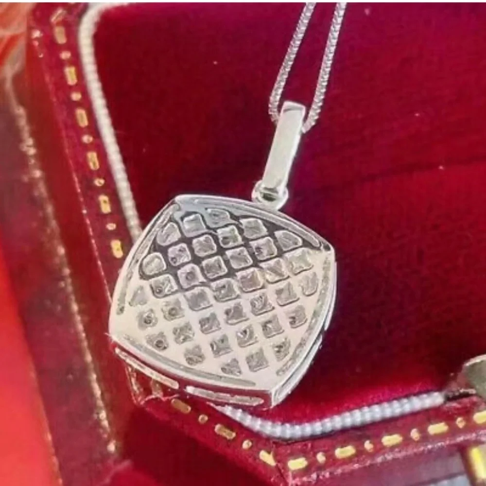 NEW STERLING SILVER Diamond PENDANT NECKLACE - Picture 4 of 7